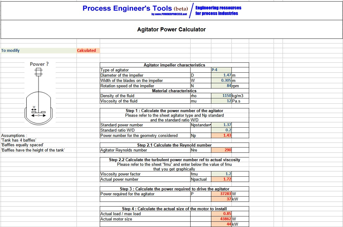 Screenshot Agitator Power calculator