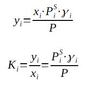 Equilibrium coefficient modified by activity coefficient