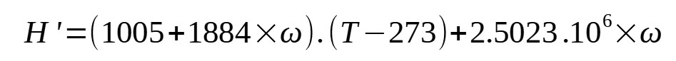 Humid air enthalpy calculation formula at 273K