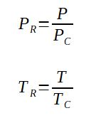 Reduced pressure and temperature calculation