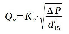 Flowrate through control valve expressed as function of Kv