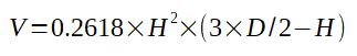 Formula for elliptical head volume calculation