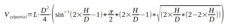 Formula partial volume of horizontal cylinder