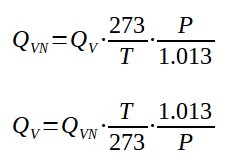 Volume flow correction for ideal gas