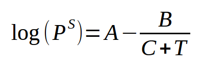 Antoine equation for vapor pressure
