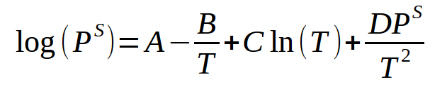 Harlacher equation for saturation pressure