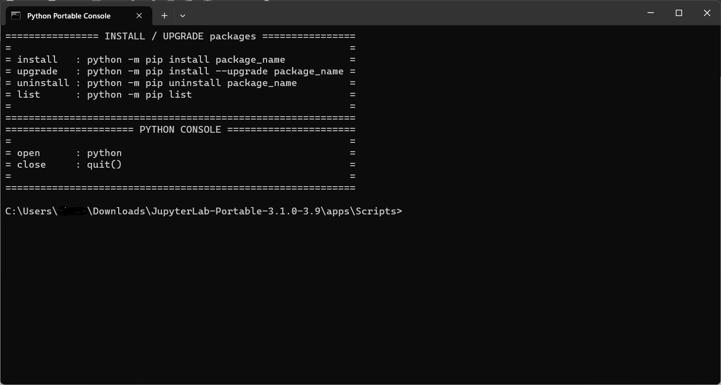 JUPYTERLAB Portable Pip Install