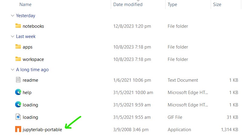 JUPYTERLAB Portable folder