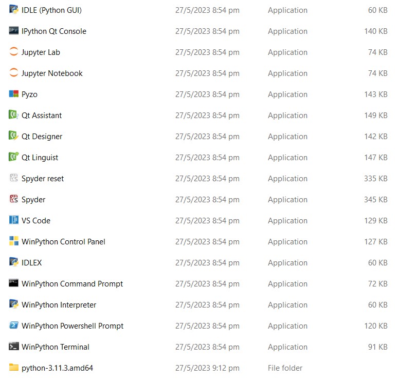 Install folder of WinPython